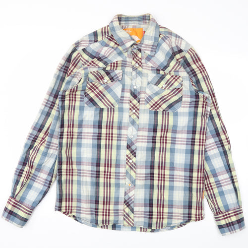 soulcal Mens Blue Check   T-Shirt Size M