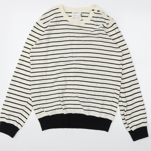 Topman Mens Ivory Striped  Pullover Sweatshirt Size S