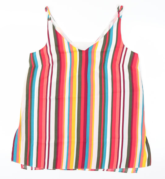 Front view of Papaya women’s multicoloured striped basic blouse, size UK 12
