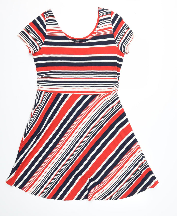 ESMARA Womens Red Striped Fit & Flare Size L