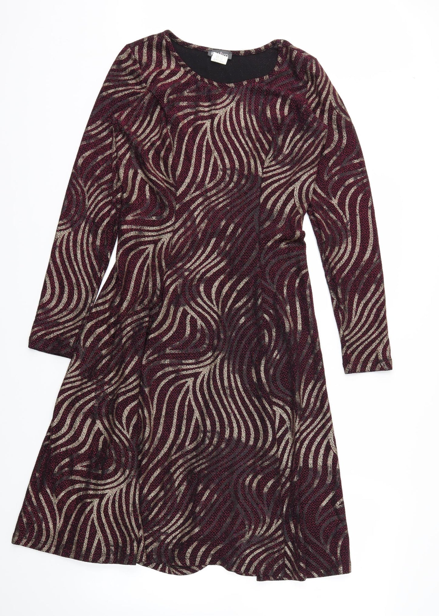 Kim &co  Womens Purple Argyle/Diamond  Fit & Flare  Size M