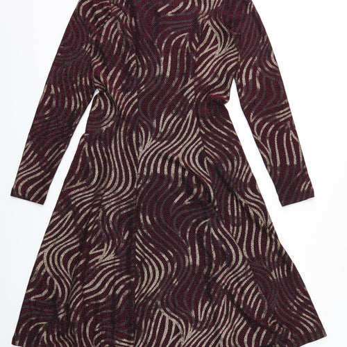 Kim &co  Womens Purple Argyle/Diamond  Fit & Flare  Size M