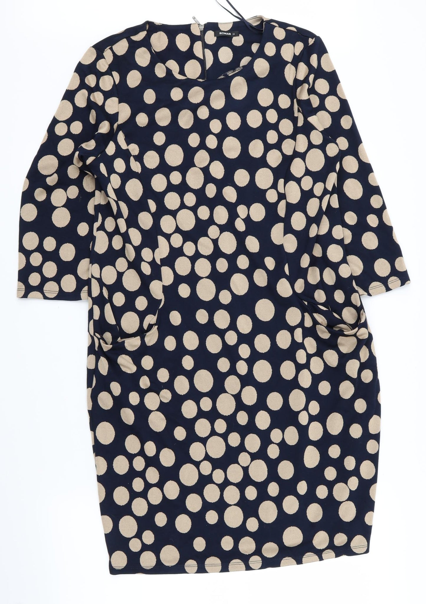 Roman Womens Blue Polka Dot  Fit & Flare  Size 14