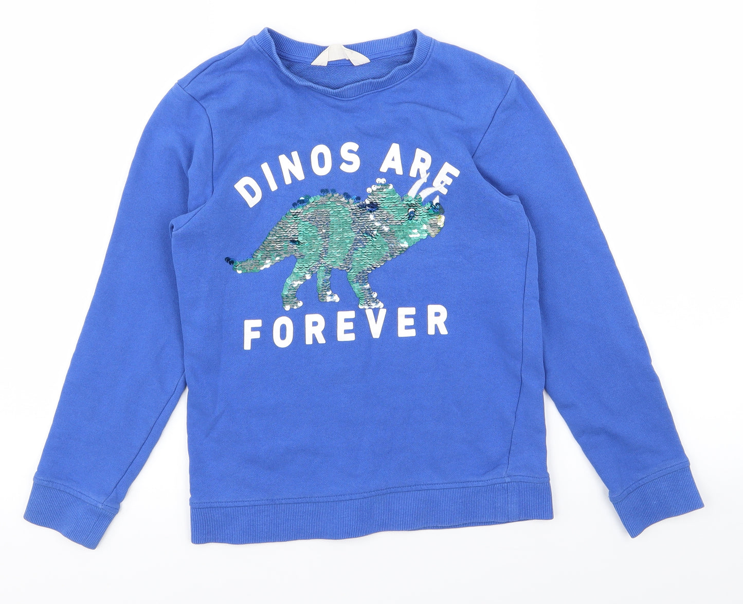 H&M Boys Blue   Pullover Jumper Size 8-9 Years  - Sequin detail