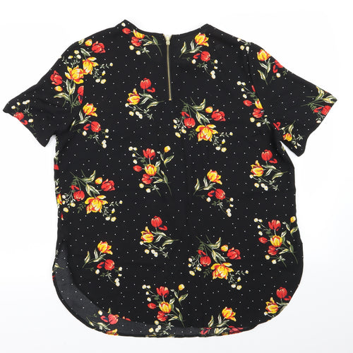Asda George Womens Black Floral  Basic Blouse Size 12