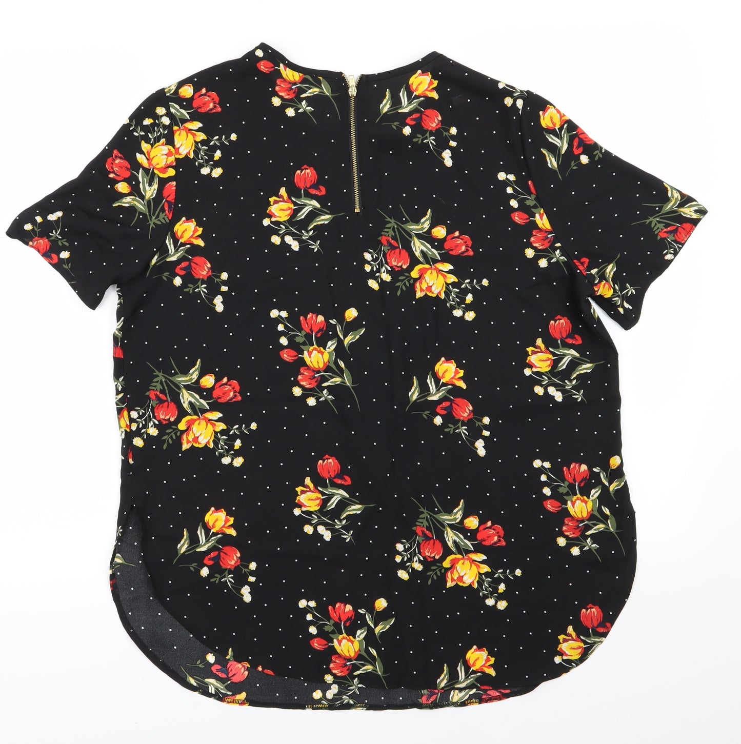 Asda George Womens Black Floral  Basic Blouse Size 12