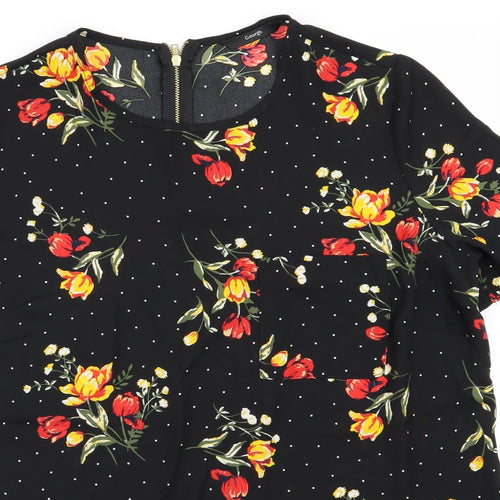 Asda George Womens Black Floral  Basic Blouse Size 12