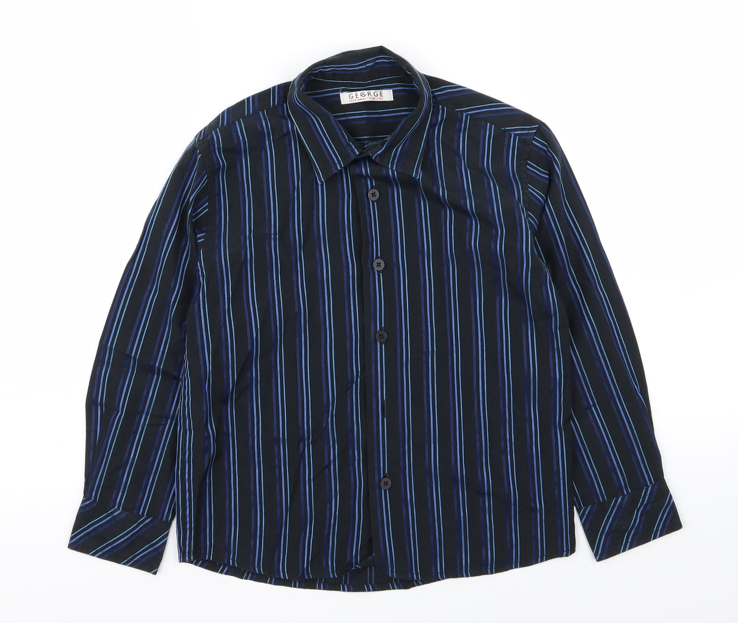 Asda George Boys Black Striped  Basic Dress Shirt Size 7-8 Years