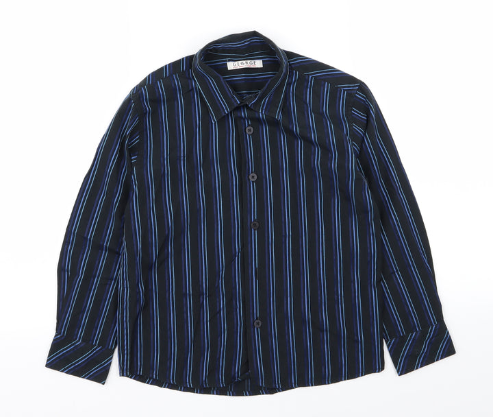 Asda George Boys Black Striped  Basic Dress Shirt Size 7-8 Years