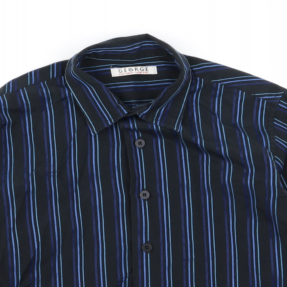 Asda George Boys Black Striped  Basic Dress Shirt Size 7-8 Years