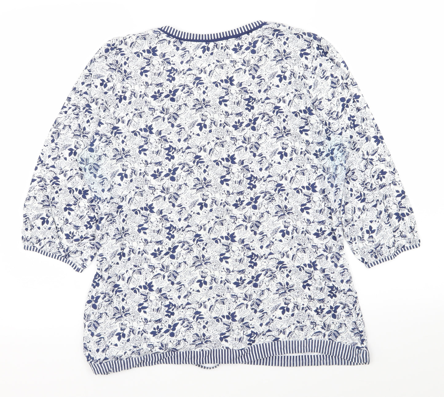 M&S Womens Blue Floral  Basic T-Shirt Size 14
