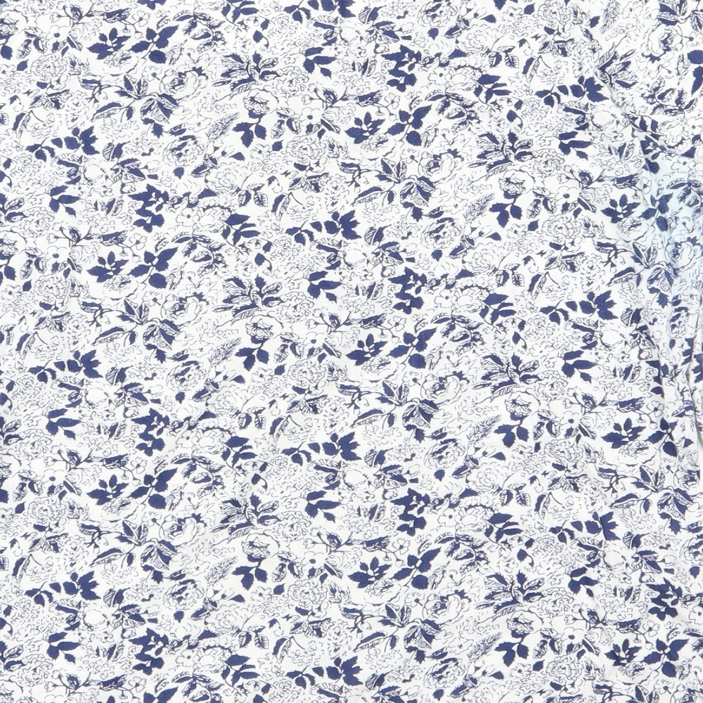 M&S Womens Blue Floral  Basic T-Shirt Size 14
