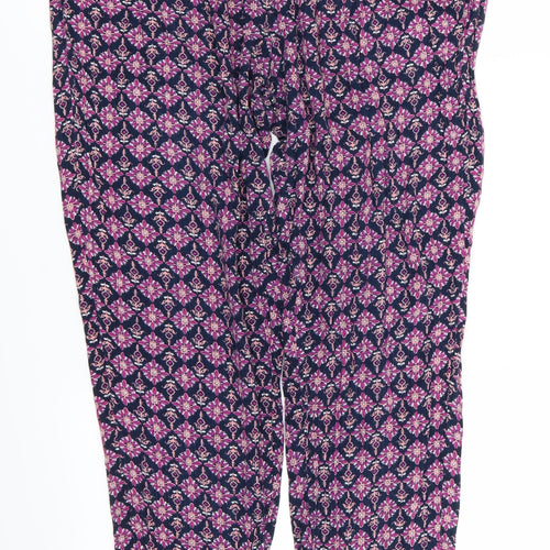 collection Womens Purple Floral  Trousers  Size 12 L23 in - Stretch waistband