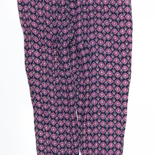 collection Womens Purple Floral  Trousers  Size 12 L23 in - Stretch waistband