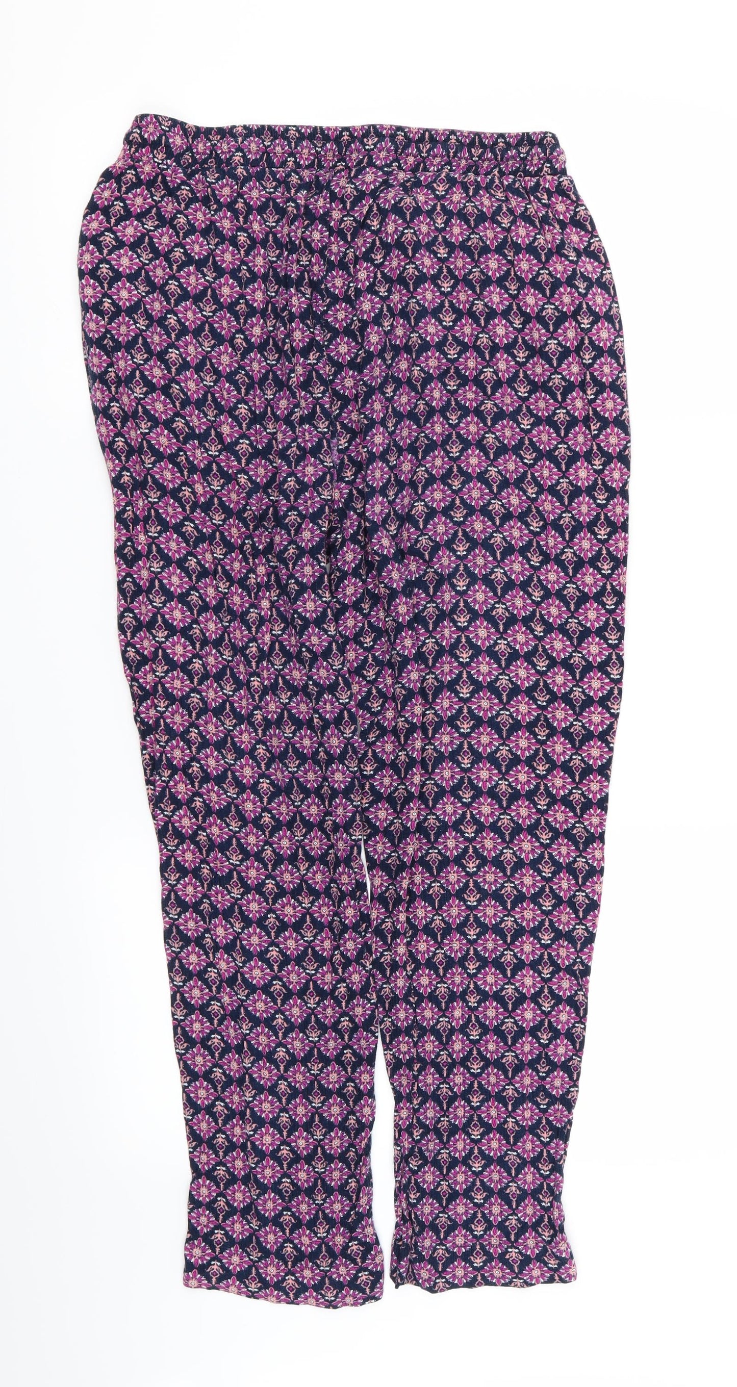 collection Womens Purple Floral  Trousers  Size 12 L23 in - Stretch waistband