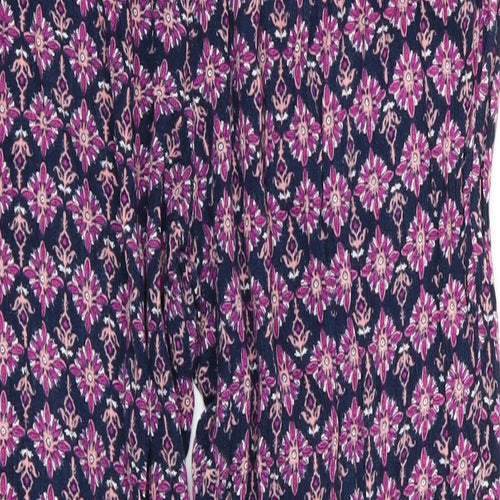 collection Womens Purple Floral  Trousers  Size 12 L23 in - Stretch waistband