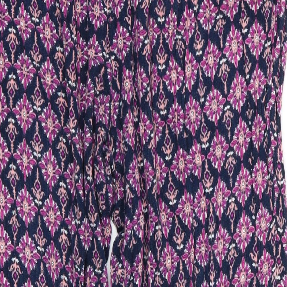 collection Womens Purple Floral  Trousers  Size 12 L23 in - Stretch waistband