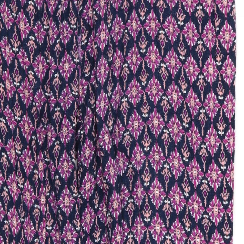 collection Womens Purple Floral  Trousers  Size 12 L23 in - Stretch waistband