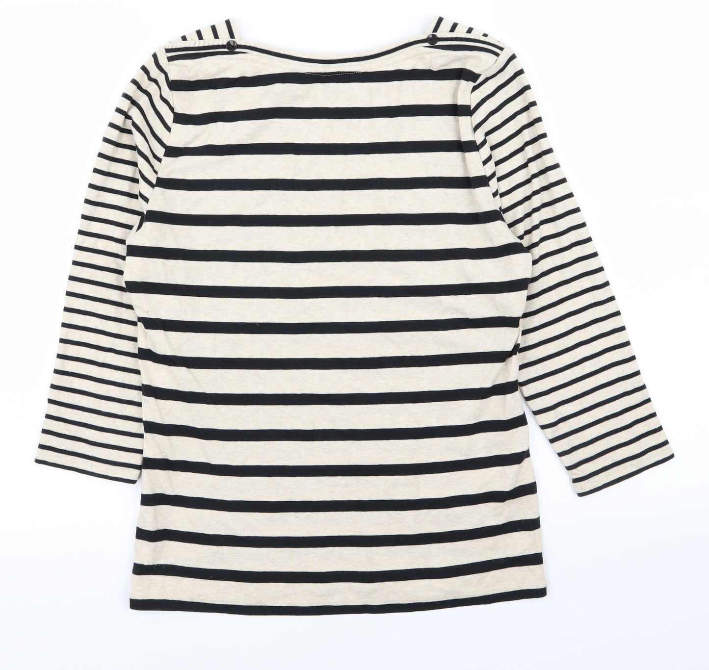 Laura Ashley Womens Beige Striped  Basic T-Shirt Size 12