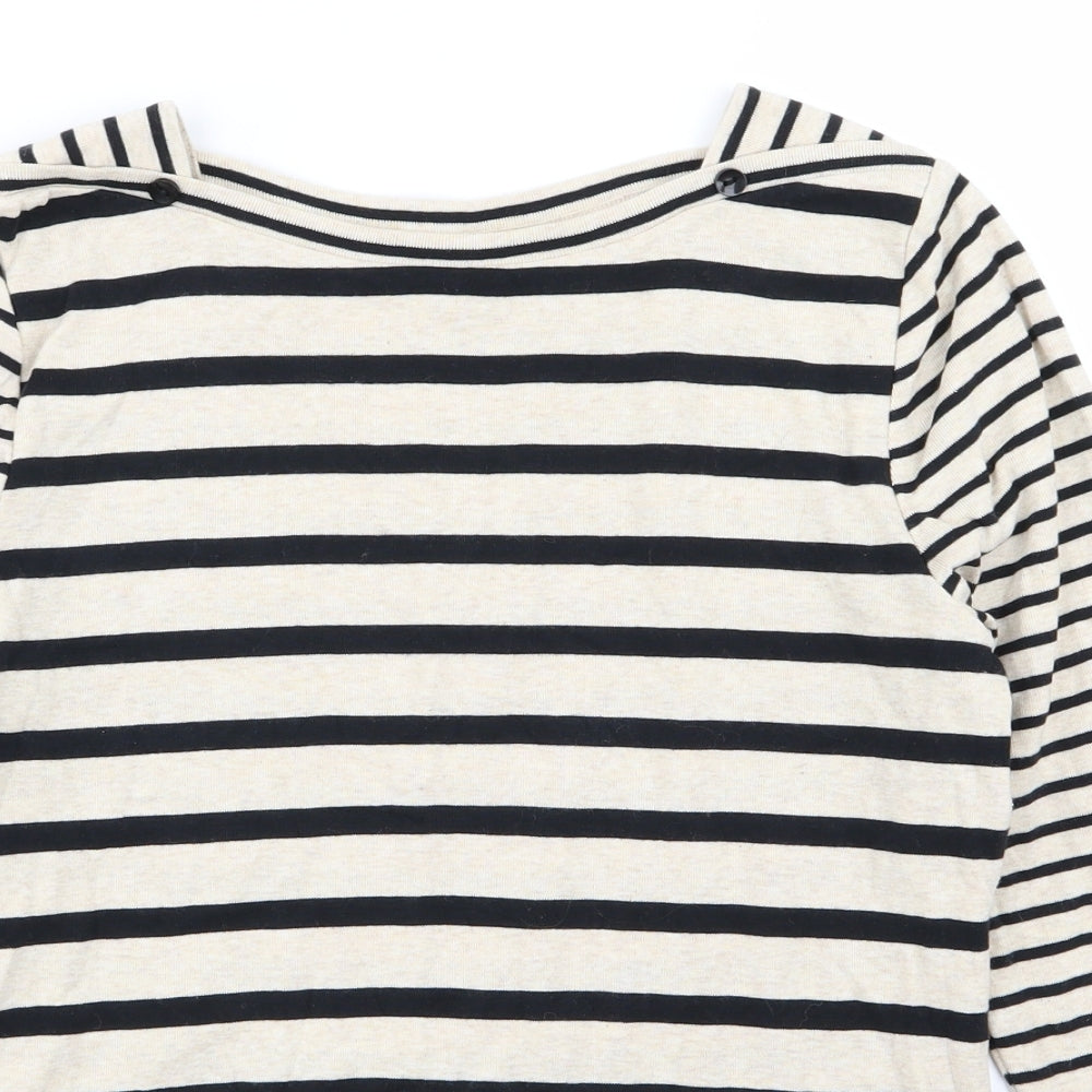 Laura Ashley Womens Beige Striped  Basic T-Shirt Size 12