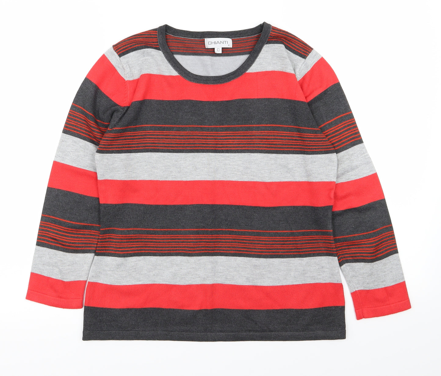 chanti Womens Red Striped  Basic T-Shirt Size M