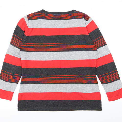 chanti Womens Red Striped  Basic T-Shirt Size M