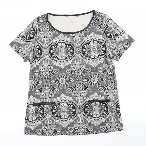 Dorothy Perkins Womens Black Geometric  Basic T-Shirt Size 10