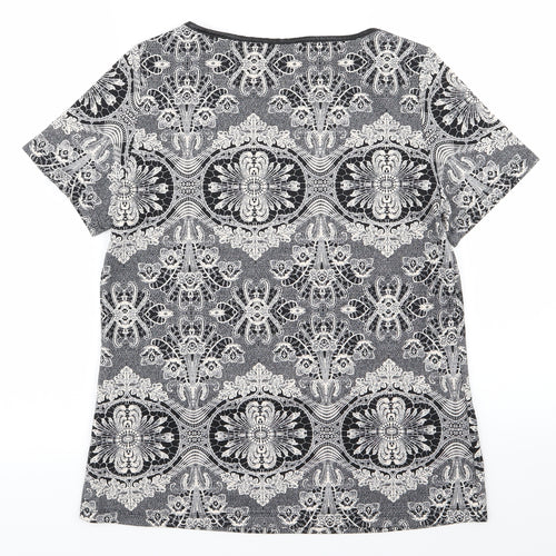 Dorothy Perkins Womens Black Geometric  Basic T-Shirt Size 10