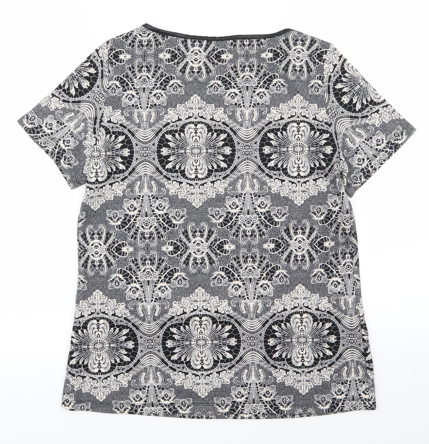 Dorothy Perkins Womens Black Geometric  Basic T-Shirt Size 10