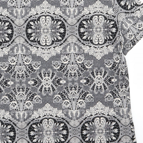Dorothy Perkins Womens Black Geometric  Basic T-Shirt Size 10