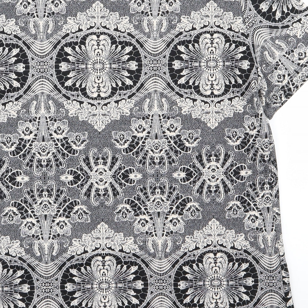 Dorothy Perkins Womens Black Geometric  Basic T-Shirt Size 10