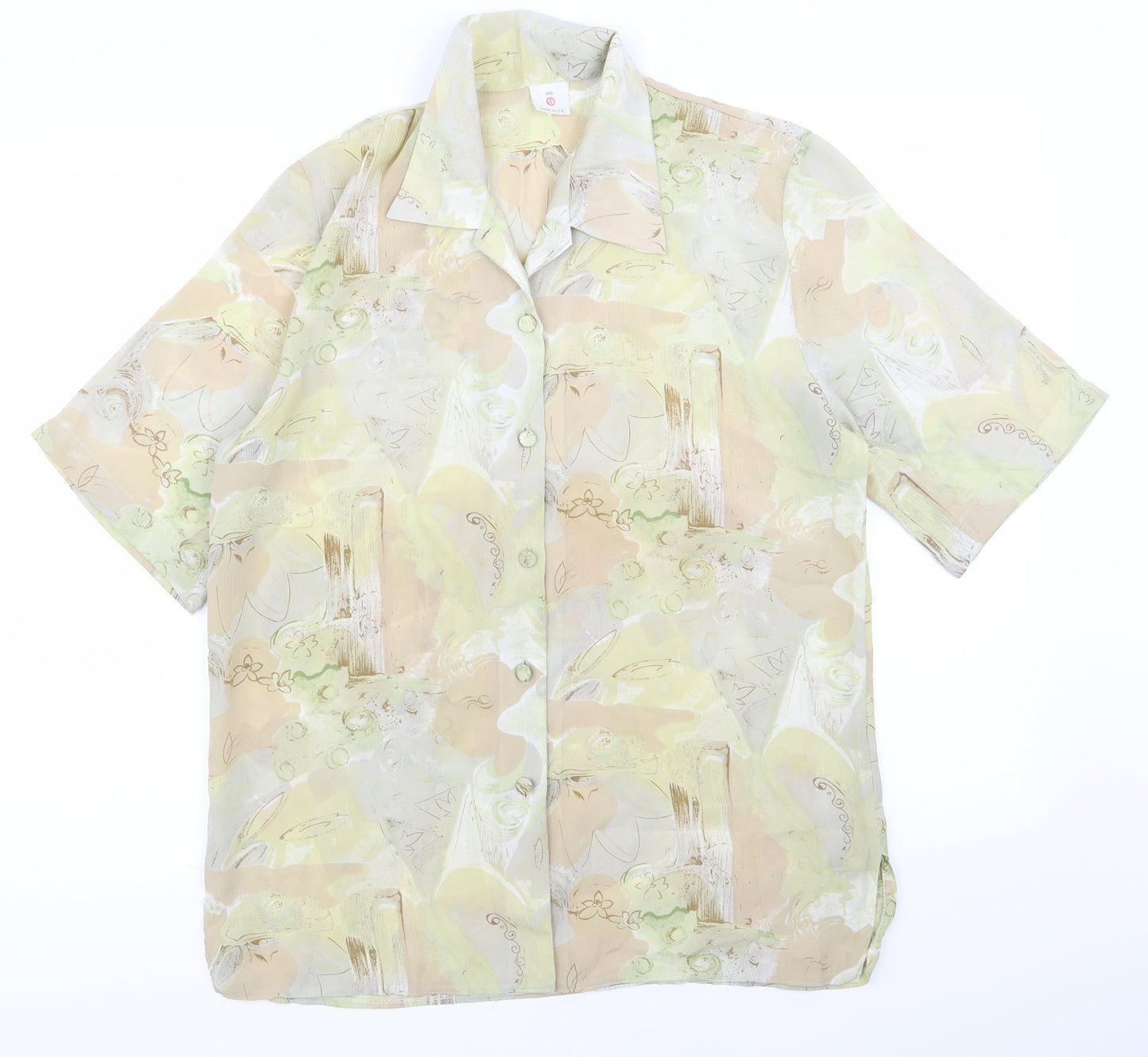 Preworn Womens Multicoloured Floral  Basic Button-Up Size 12