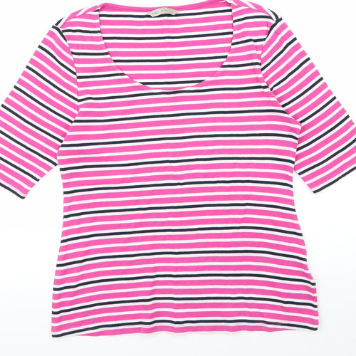 M&S Womens Pink Striped  Basic T-Shirt Size 12