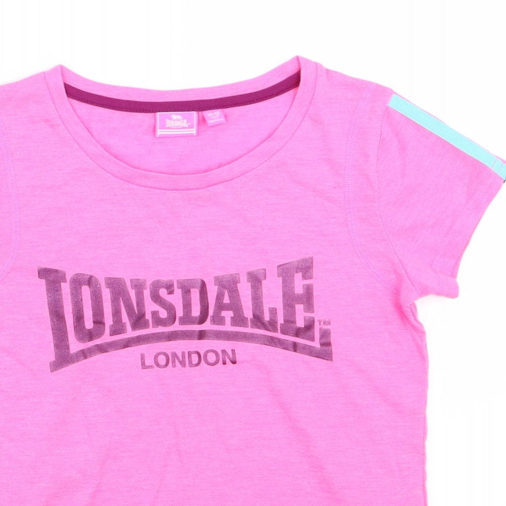 Lonsdale Girls Pink   Basic T-Shirt Size 11-12 Years