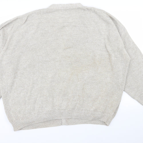 premier man Mens Beige Geometric  Cardigan Jumper Size 3XL