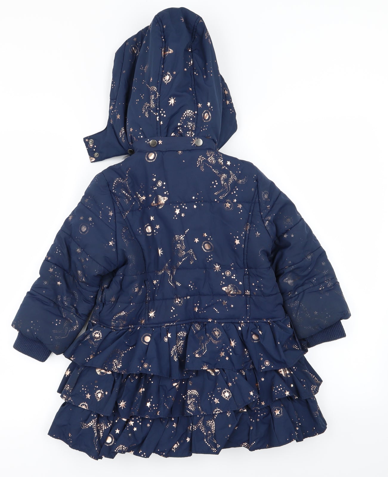 Monsoon Girls Blue Geometric  Basic Coat Coat Size 3-4 Years