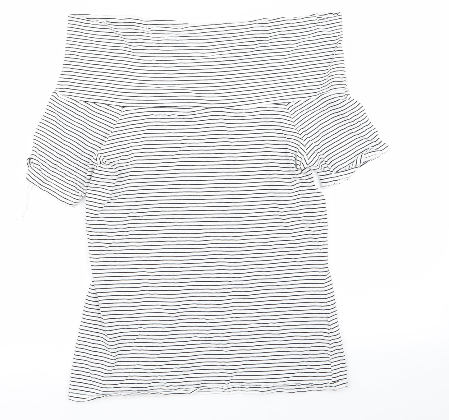 love tees Womens White Striped  Basic T-Shirt Size 14