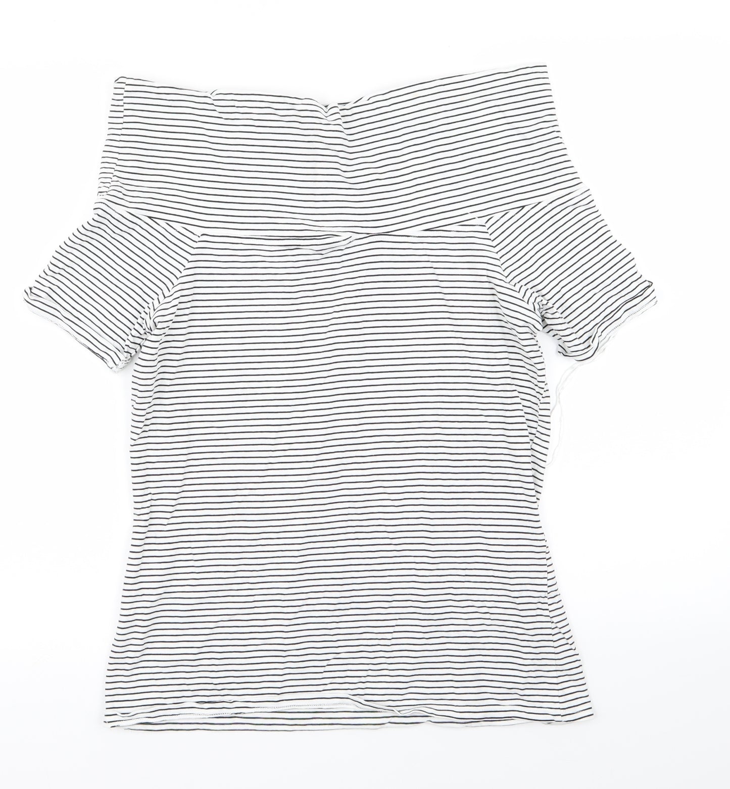 love tees Womens White Striped  Basic T-Shirt Size 14