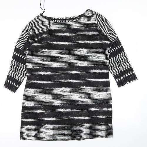 F&F Womens Black Striped  Basic T-Shirt Size 16