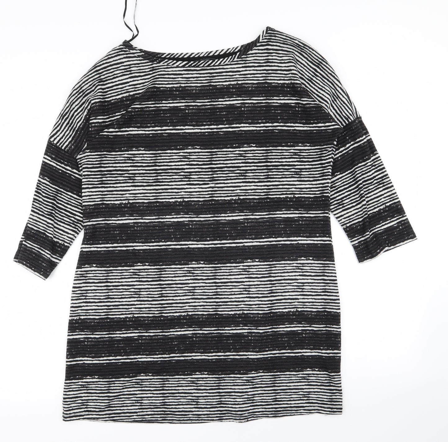 F&F Womens Black Striped  Basic T-Shirt Size 16