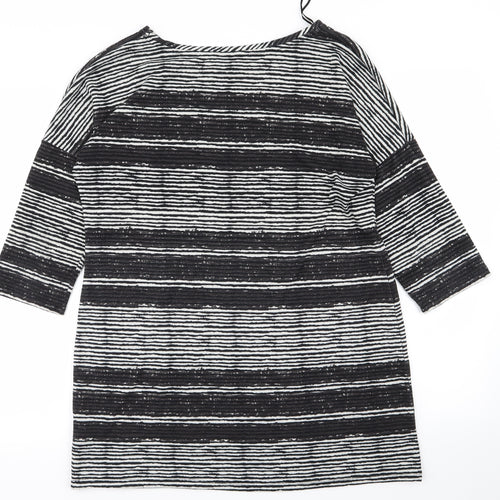 F&F Womens Black Striped  Basic T-Shirt Size 16