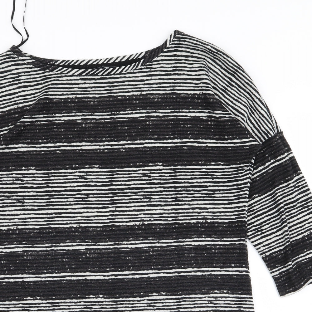 F&F Womens Black Striped  Basic T-Shirt Size 16