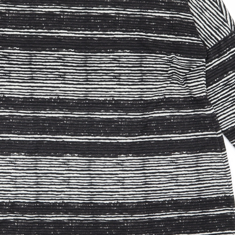 F&F Womens Black Striped  Basic T-Shirt Size 16