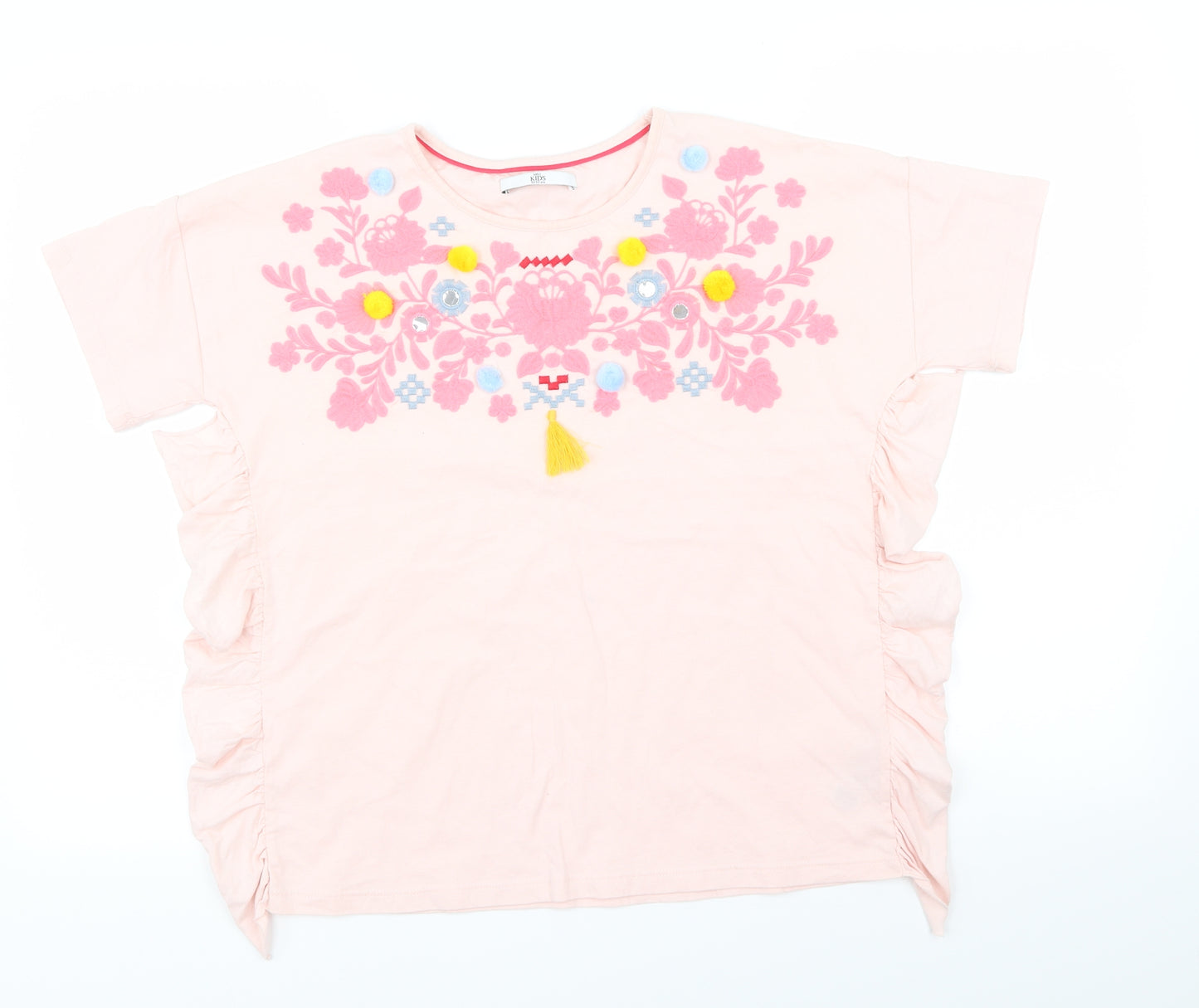 M&S Girls Pink Floral  Basic T-Shirt Size 12-13 Years