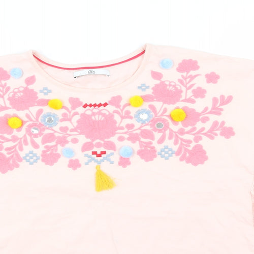 M&S Girls Pink Floral  Basic T-Shirt Size 12-13 Years