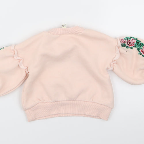 River Island Girls Pink Floral  Pullover Jumper Size 0-3 Months