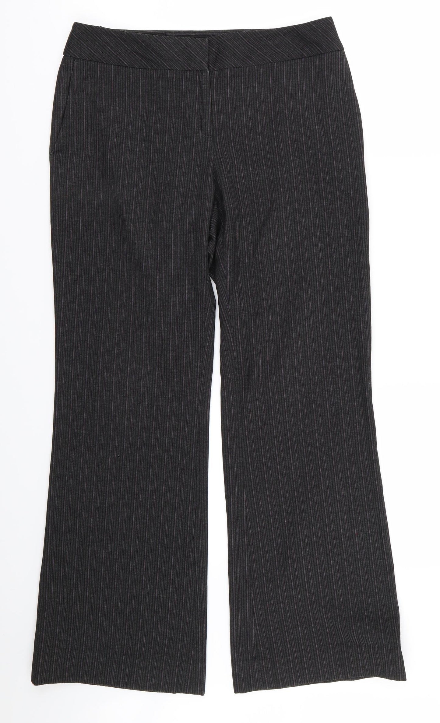 F&F Womens Black Striped  Trousers  Size 8 L27 in