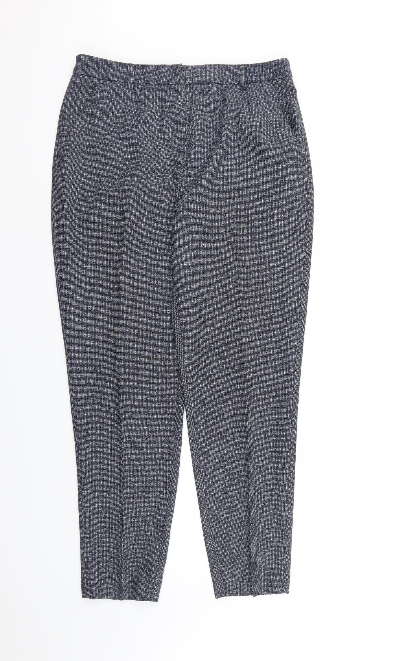 TU Womens Blue Check Rayon Dress Pants Trousers Size 12 L27 in