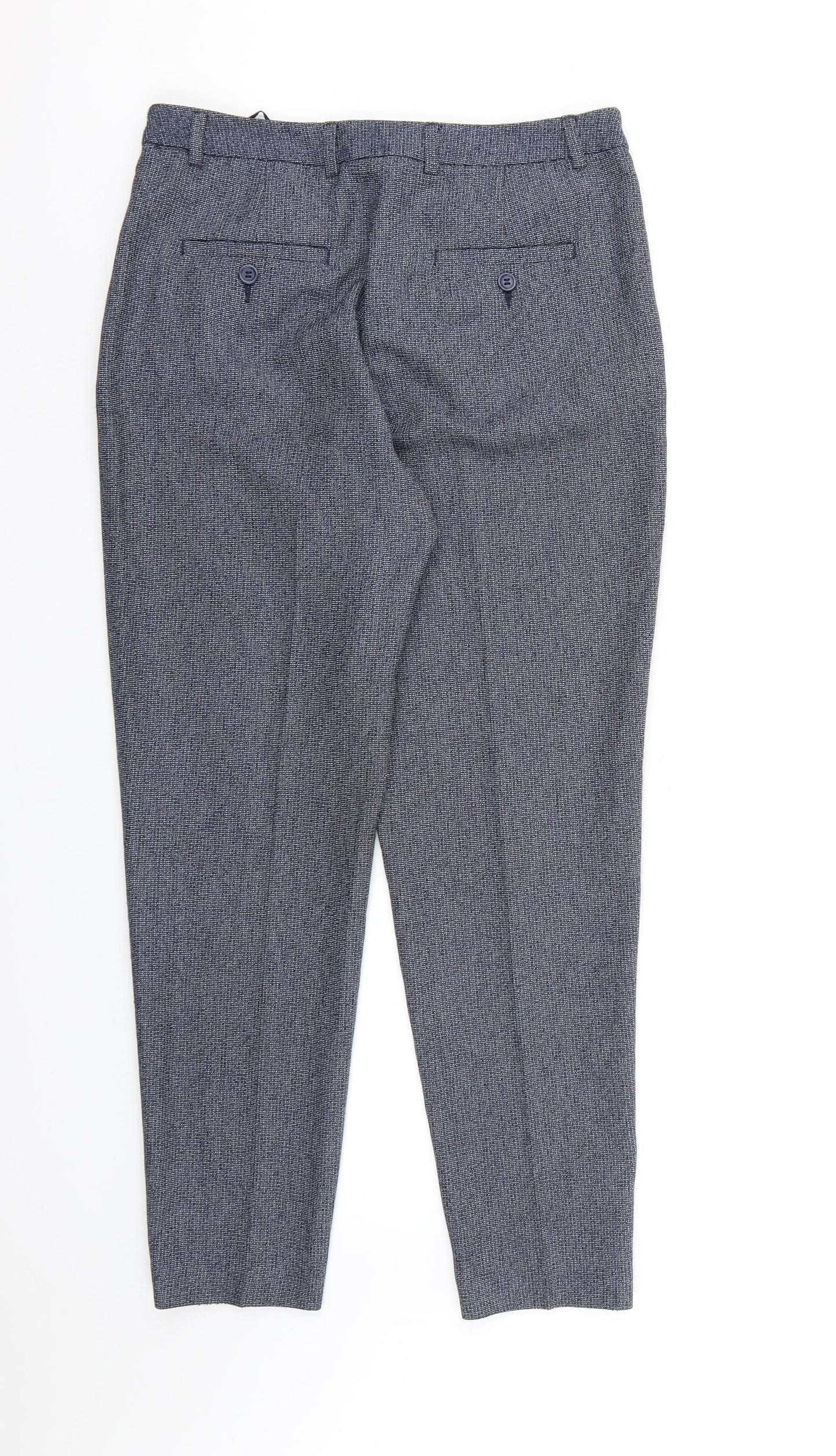 TU Womens Blue Check Rayon Dress Pants Trousers Size 12 L27 in