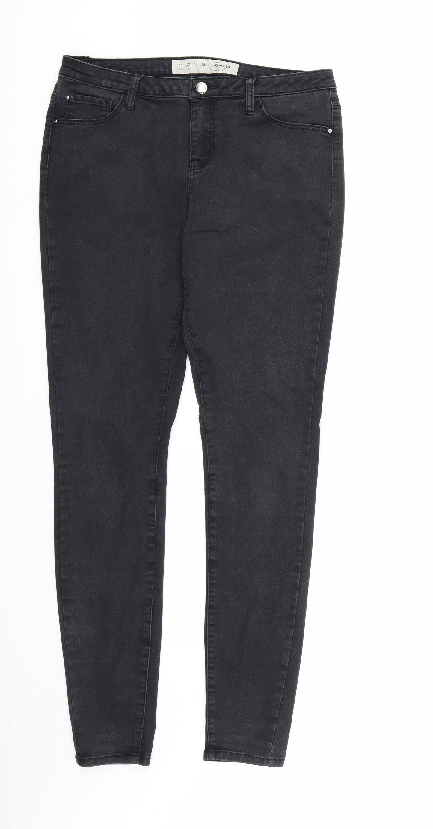 Denim & Co. Womens Black  Denim Skinny Jeans Size 14 L31 in